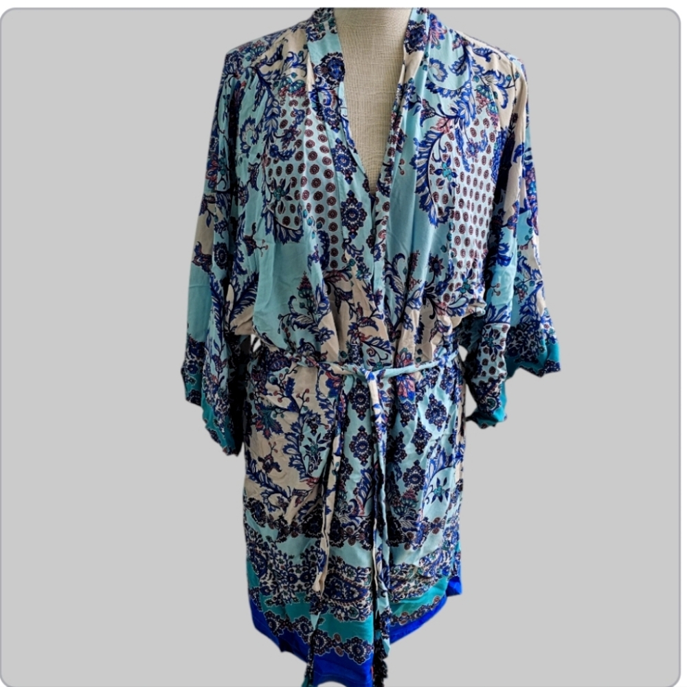 In bloom Royal blue paisley nightgown Robe And Nightie set Size Large